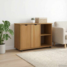 Berkfield Rolling Cabinet Honey Brown 100 x 39 x 65.5 cm Solid Pine Wood