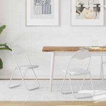 Berkfield Folding Chair 2 pcs White and Grey 48 x 43.5 x 81 cm