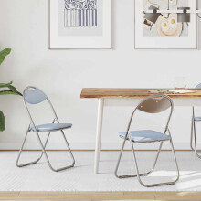 Berkfield Folding Chair 2 pcs Grey 48 x 43.5 x 81 cm Faux Leather