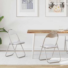 Berkfield Folding Chair 2 pcs White and Grey 48 x 43.5 x 81 cm