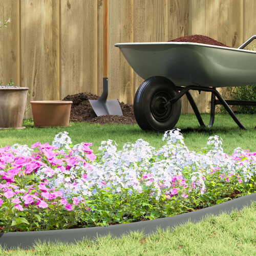 Berkfield Lawn Edgings Grey 2000 x 4 x 5 cm Plastic