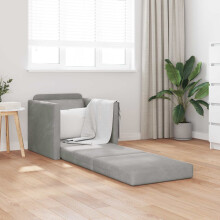 Berkfield Folding Sofa Bed Light Grey 74 x 77 x 81 cm Velvet