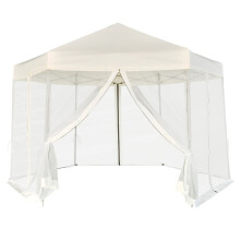 Berkfield Hexagonal Pop-Up Marquee with 6 Sidewalls Cream White 3.6x3.1 m
