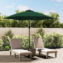 Berkfield LED Cantilever Garden Parasol 3 m Green
