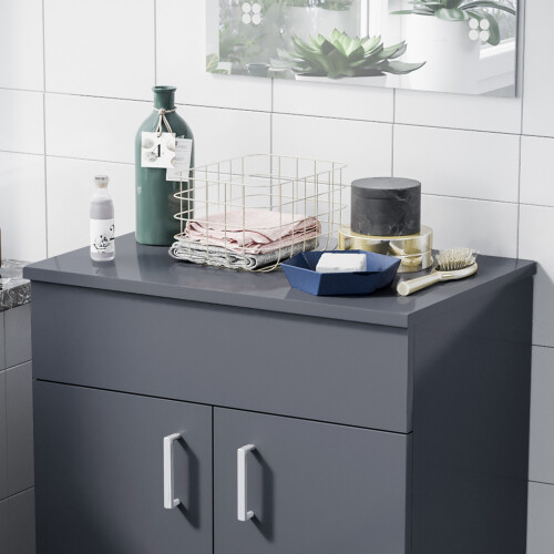 NES Home Nes Home Grey 600mm MDF Bathroom Worktop For Vanity Cabinet 2