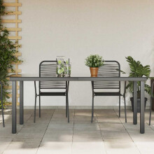 Berkfield Garden Table Black 190x90x74 cm Aluminium and Glass