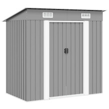 Berkfield Garden Shed Grey Metal