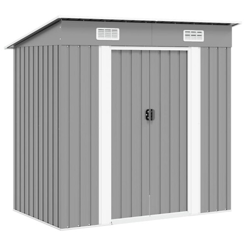 Berkfield Garden Shed Grey Metal