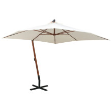 Berkfield Hanging Garden Parasol 300x300 cm Wooden Pole White