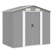 Berkfield Garden Storage Shed Grey Metal 204x132x186 cm