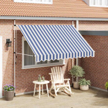 Berkfield Manual Retractable Awning 300 cm Blue and White Stripes