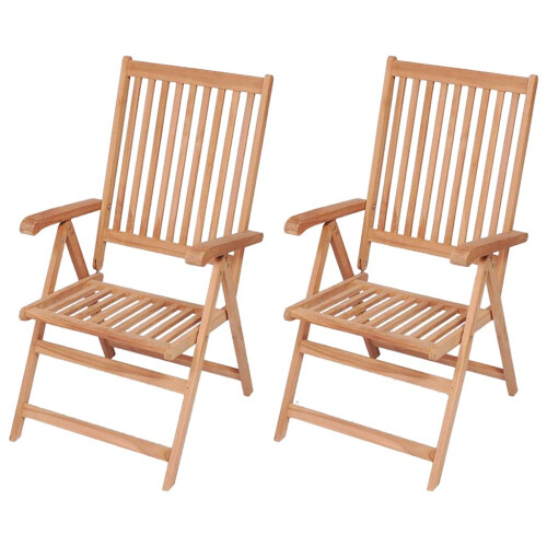 Berkfield Reclining Garden Chairs 2 pcs Solid Teak Wood