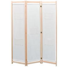 Berkfield 3-Panel Room Divider Cream 120x170x4 cm Fabric