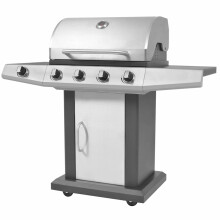 Berkfield Gas Barbecue Grill with Wheel Silver Steel with Metal Hose