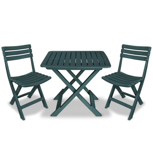 Berkfield 3 Piece Folding Bistro Set Plastic Green