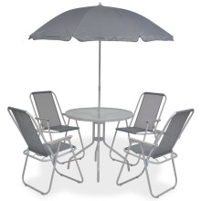 Berkfield 6 Piece Outdoor Dining Set Steel and Textilene Grey