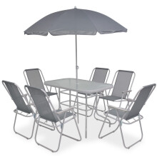 Berkfield 8 Piece Outdoor Dining Set Steel and Textilene Grey