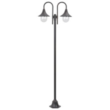 Berkfield Garden Post Light E27 220 cm Aluminium 2-Lantern Bronze