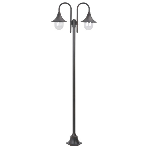 Berkfield Garden Post Light E27 220 cm Aluminium 2-Lantern Bronze