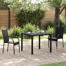 Berkfield Stackable Outdoor Chairs 2 pcs Poly Rattan Black