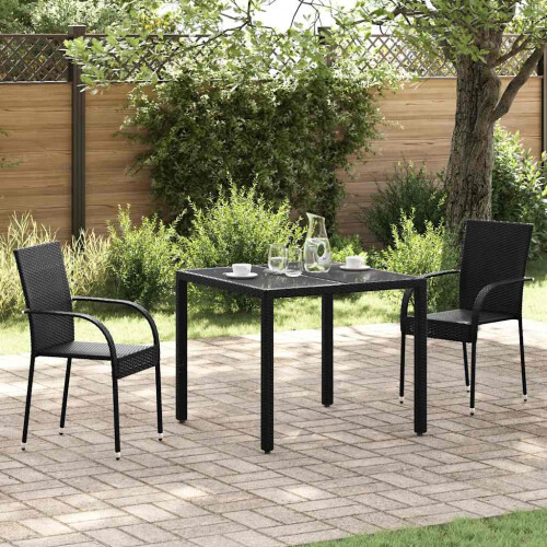 Berkfield Stackable Outdoor Chairs 2 pcs Poly Rattan Black