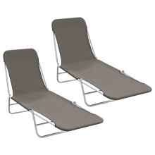 Berkfield Folding Sun Loungers 2 pcs Steel and Fabric Grey