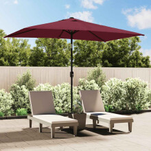 Berkfield Garden Parasol with Metal Pole 300x200 cm Bordeaux Red