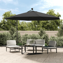 Berkfield Cantilever Garden Parasol with LED Lights and Metal Pole 350 cm Anthracite