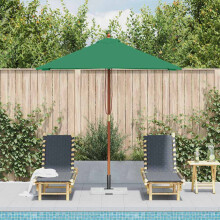 Berkfield Garden Parasol with Wooden Pole 150x200 cm Green