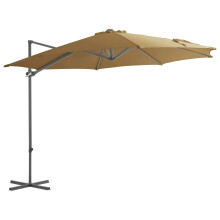 Berkfield Cantilever Garden Parasol with Steel Pole Taupe 300 cm
