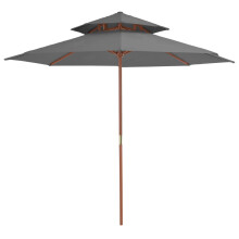 Berkfield Double Decker Garden Parasol with Wooden Pole 270 cm Anthracite