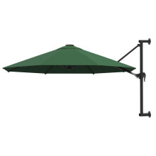 Berkfield Wall-Mounted Garden Parasol with Metal Pole 300 cm Green