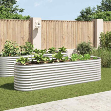 Berkfield Garden Raised Bed 320x80x81 cm Galvanised Steel Silver
