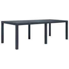Berkfield Garden Table Anthracite 220x90x72 cm Plastic Rattan Look