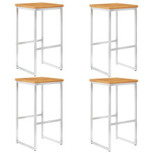 Berkfield Bar Chairs 4 pcs Solid Acacia Wood and Stainless Steel