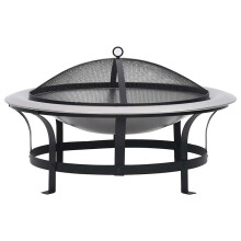 Berkfield Outdoor Fire Pit with Grill Stainless Steel 76 cm