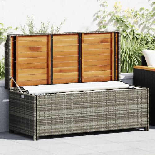 Berkfield Garden Storage Bench 120 cm Poly Rattan Grey
