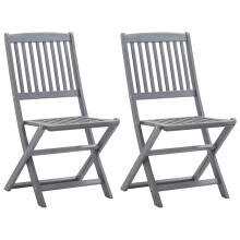 Berkfield Folding Outdoor Chairs 2 pcs Solid Acacia Wood