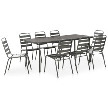 Berkfield 9 Piece Outdoor Dining Set Steel Dark Grey