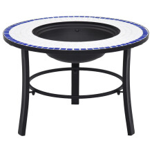 Berkfield Mosaic Fire Pit Blue and White 68cm Ceramic