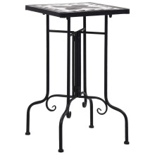 Berkfield Mosaic Side Table Black and White Ceramic