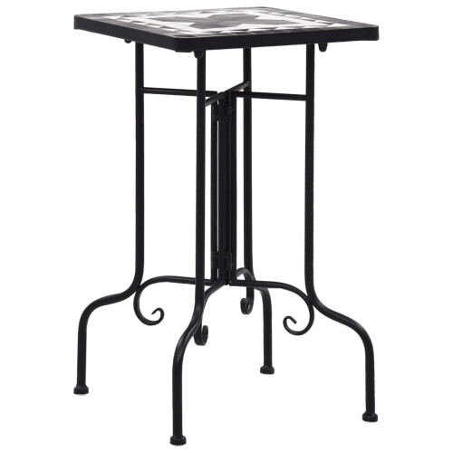 Berkfield Mosaic Side Table Black and White Ceramic