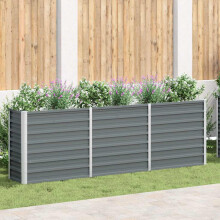 Berkfield Garden Raised Bed Galvanised Steel 240x40x77 cm Grey