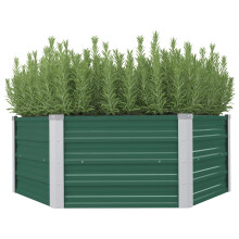 Berkfield Raised Garden Bed 129x129x45 cm Galvanised Steel Green