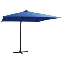 Berkfield Cantilever Garden Parasol with LED lights and Steel Pole 250x250 cm Azure Blue