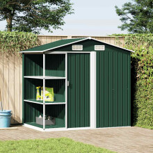 Berkfield Garden Shed with Rack Green 205x130x183 cm Iron