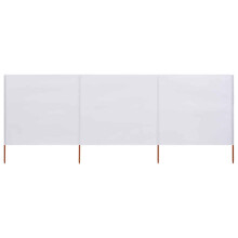 Berkfield 3-panel Wind Screen Fabric 400x80 cm Sand White