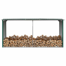 Berkfield Garden Log Storage Shed Galvanised Steel 330x92x153 cm Green