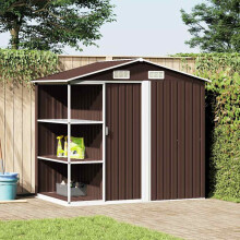 Berkfield Garden Shed with Rack Brown 205x130x183 cm Iron