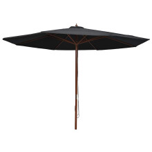 Berkfield Garden Parasol with Wooden Pole 350 cm Black
